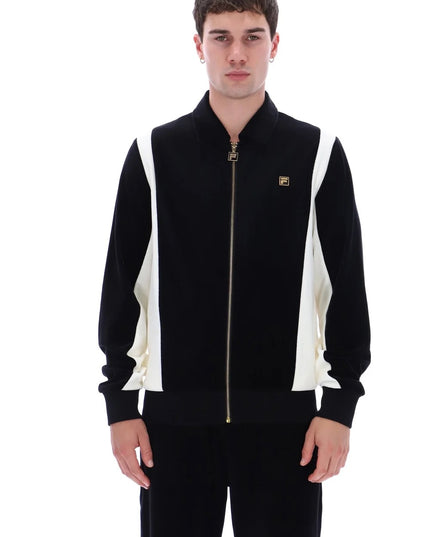 FILA Lazaro Velour Colour Black Jacket in Black / White Down