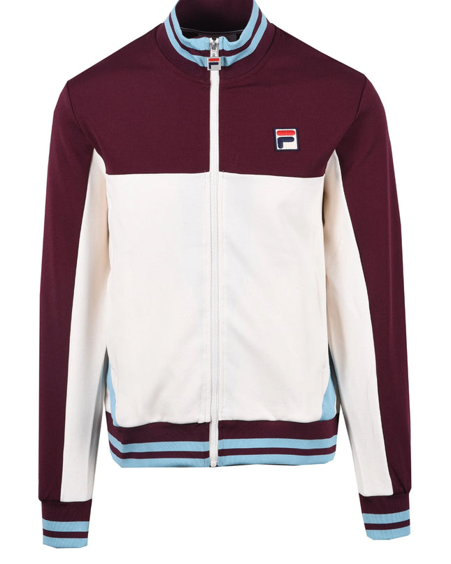 FILA Retro Tiebreaker Funnel Neck Track Top Fig/Gardenia/Milky Blue