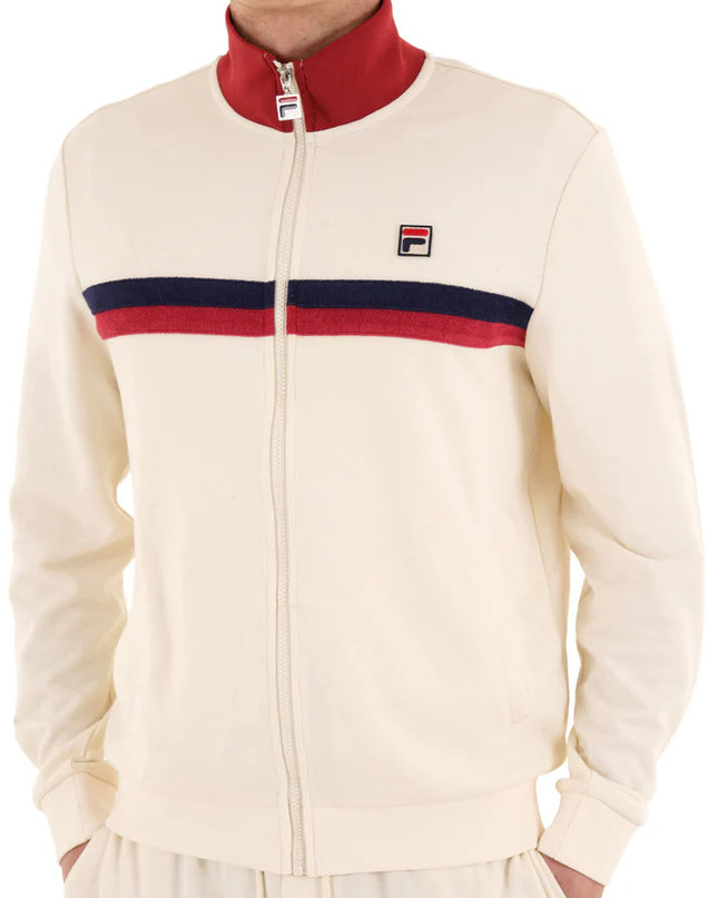 FILA Enrico Track Top With Terry Stripes Gardenia/Garnet/White
