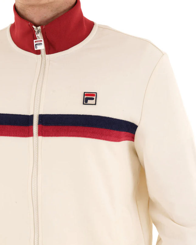 FILA Enrico Track Top With Terry Stripes Gardenia/Garnet/White
