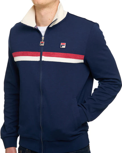 FILA Enrico Track Top With Terry Stripes Navy/Gardenia/Garnet
