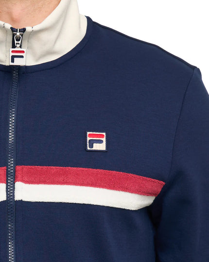FILA Enrico Track Top With Terry Stripes Navy/Gardenia/Garnet