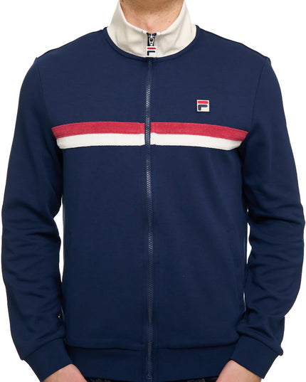 FILA Enrico Track Top With Terry Stripes Navy/Gardenia/Garnet