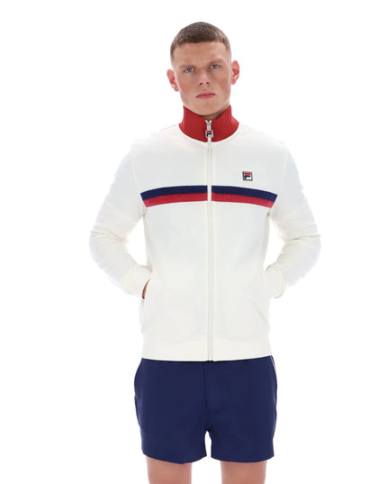 Fila Enrico Track Top With Terry Stripes in Ecru
