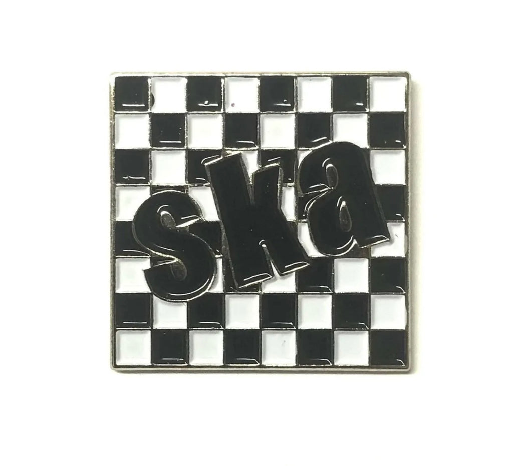 Two Tone Chequerboard SKA Mod Pin Badge Black/White - Raw Menswear