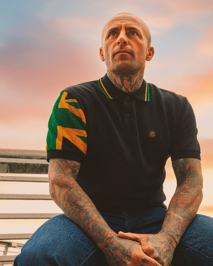 Trojan Flag Sleeve Pique Polo TR/9022 Black