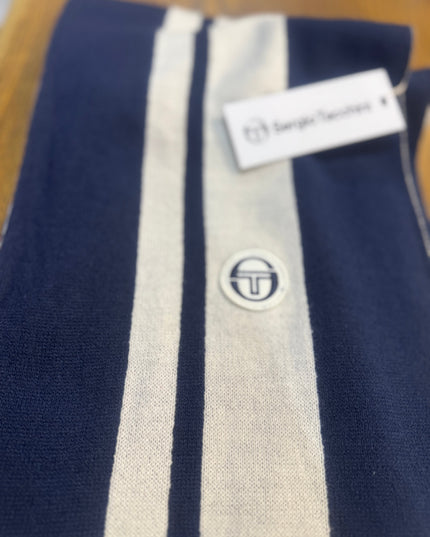 Sergio Tacchini Matchday Jacquard Striped Scarf Blue/Gardenia - 1438 Raw Menswear
