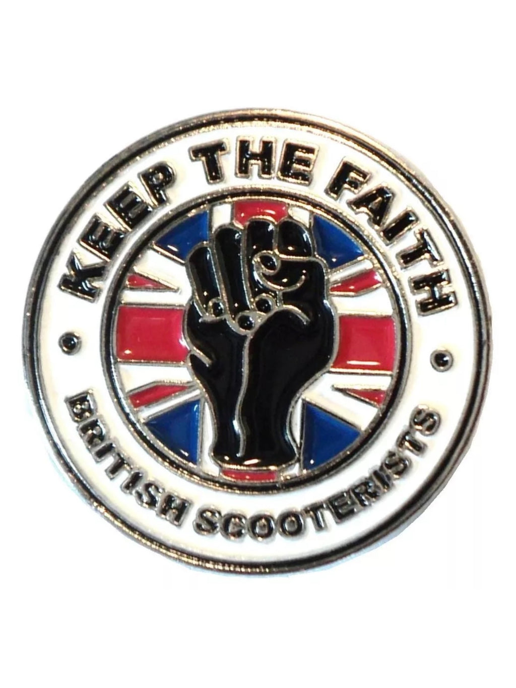 Keep The Faith Union Jack Mods Pin Badge Red/White/Blue - Raw Menswear