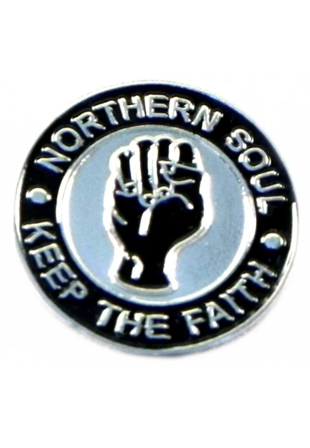 Northern Soul Mods Keep The Faith Pin Badge Black - Raw Menswear
