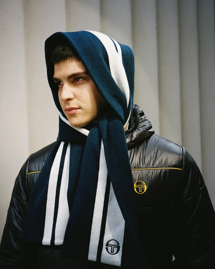 Sergio Tacchini Matchday Jacquard Striped Scarf Blue/Gardenia