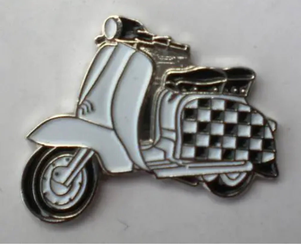 Two Tone Chequerboard Scooter Mod Pin Badge Black/White - Raw Menswear