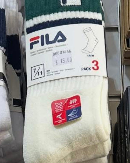 Fila Russell 3 Pack F-Box Heritage Crew Socks - 1446 Raw Menswear