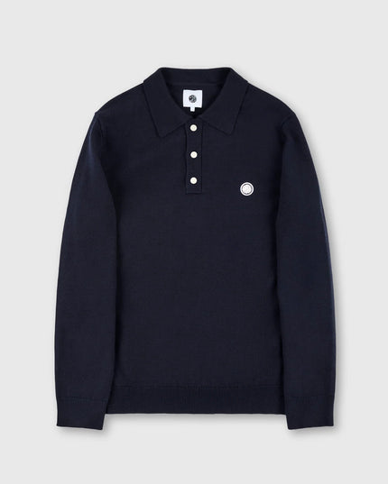 Pretty Green Merino Blend knit L/S Polo Navy