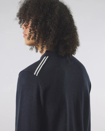 Pretty Green Merino Blend knit L/S Polo Navy