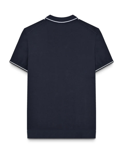 Lambretta Greco Striped SS Knit Polo Navy/Burgundy