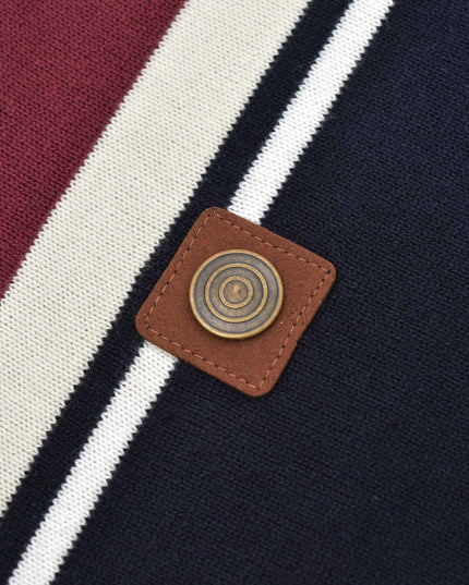 Lambretta Greco Striped SS Knit Polo Navy/Burgundy