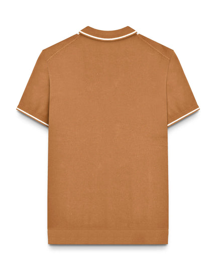 Lambretta Greco Striped SS Knit Polo Tobacco Tan