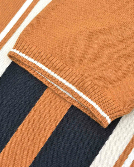 Lambretta Greco Striped SS Knit Polo Tobacco Tan