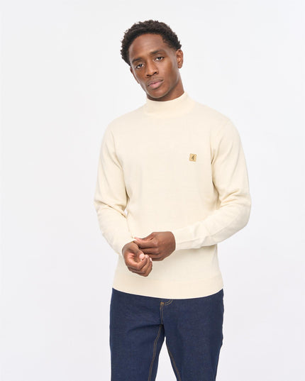 Gabicci Mens Duke Long Sleeve Plain Knit Turtle Neck Gabicci Vintage CREAM