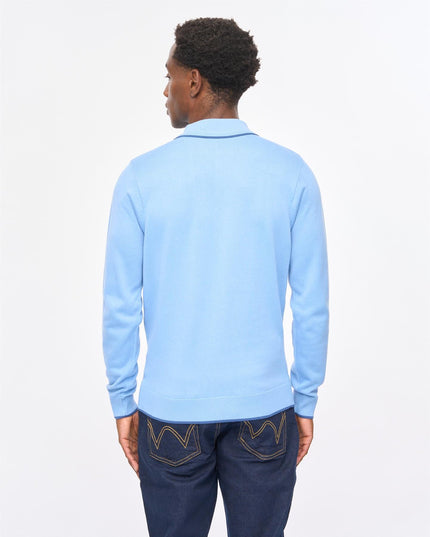 Gabicci Mens Linekar Long Sleeve Knit Polo Gabicci Vintage FISTRAL Blue
