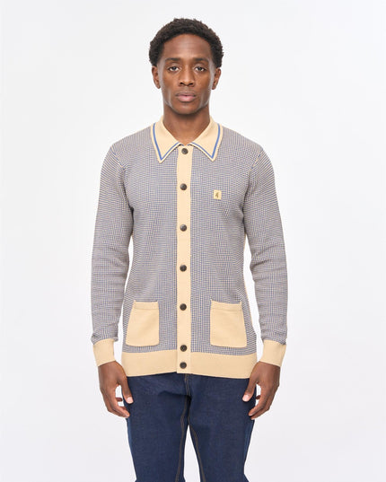 Gabicci Mens Noel Long Sleeve Button Thru Knit Polo Gabicci Vintage CARAMEL