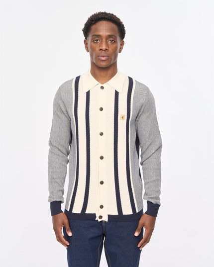 Gabicci Mens Pascal Long Sleeve Button Thru Knit Polo Gabicci Vintage 