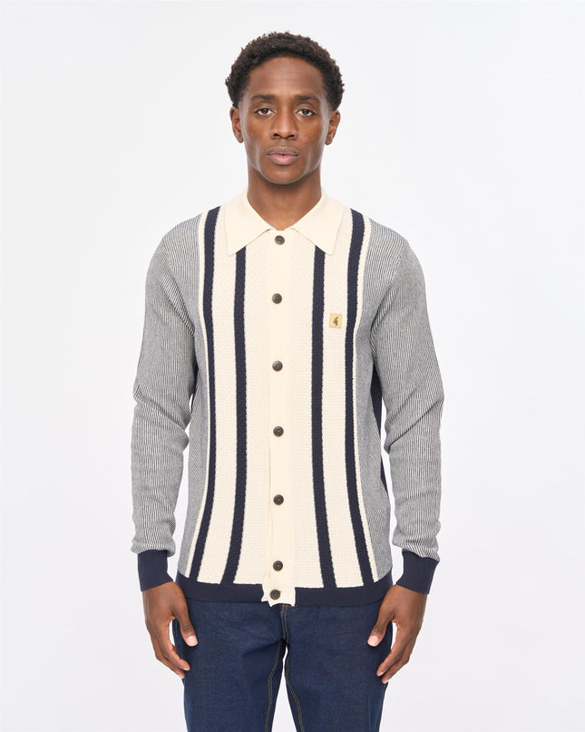 Gabicci Mens Pascal Long Sleeve Button Thru Knit Polo Gabicci Vintage 