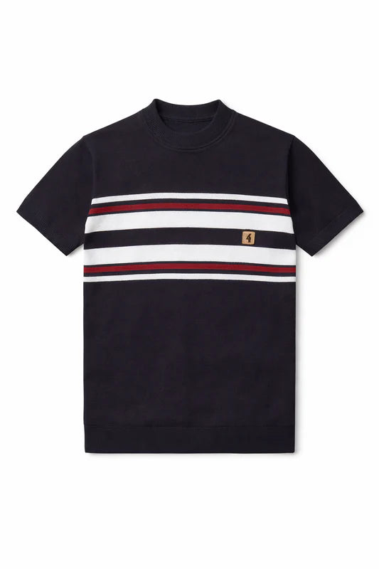 Gabicci Vintage Men's Liam Crew Neck T-Shirt Navy Blue