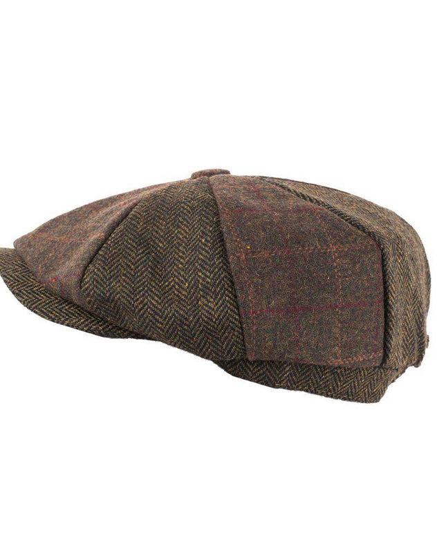 Heritage Hat Tweed Patchwork Newsboy Cap Green Box Check (Hat 336) - 1145