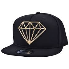 Carbon 212 Diamond Flat Peak Snapback Cap Black/Gold - 1225