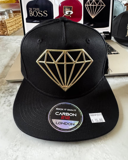 Carbon 212 Diamond Flat Peak Snapback Cap Black/Gold - 1225