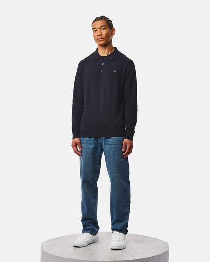 Weekend Offender McNamara Long Sleeve Knitted Polo Navy