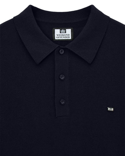 Weekend Offender McNamara Long Sleeve Knitted Polo Navy