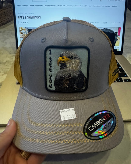 I See You Trucker Style Mesh Back Snapback Grey/Yellow - 1239