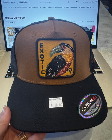 Exotic Trucker Style Mesh Back Snapback Tan/Black - 1244
