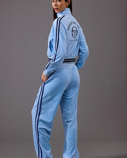 Sergio Tacchini Womens Carmella Velour Track Top in Blue/Navy