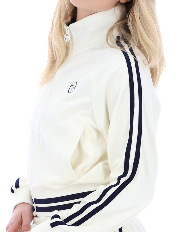 Sergio Tacchini Womens Carmella Velour Track Top in Gardenia
