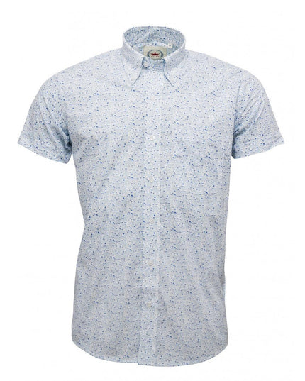 Relco Men's Short Sleeve Floral Shirt White - 027 Raw Menswear