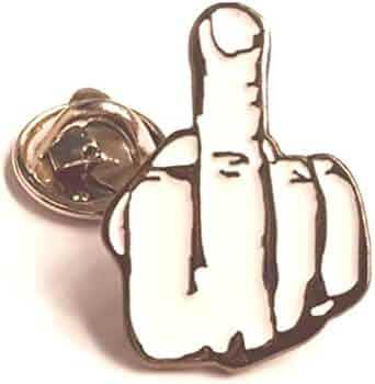 Middle Finger Enamel Pin Badge White