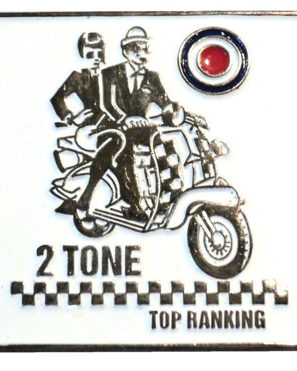 2 Tone Top Ranking Enamel Pin Badge Black/White