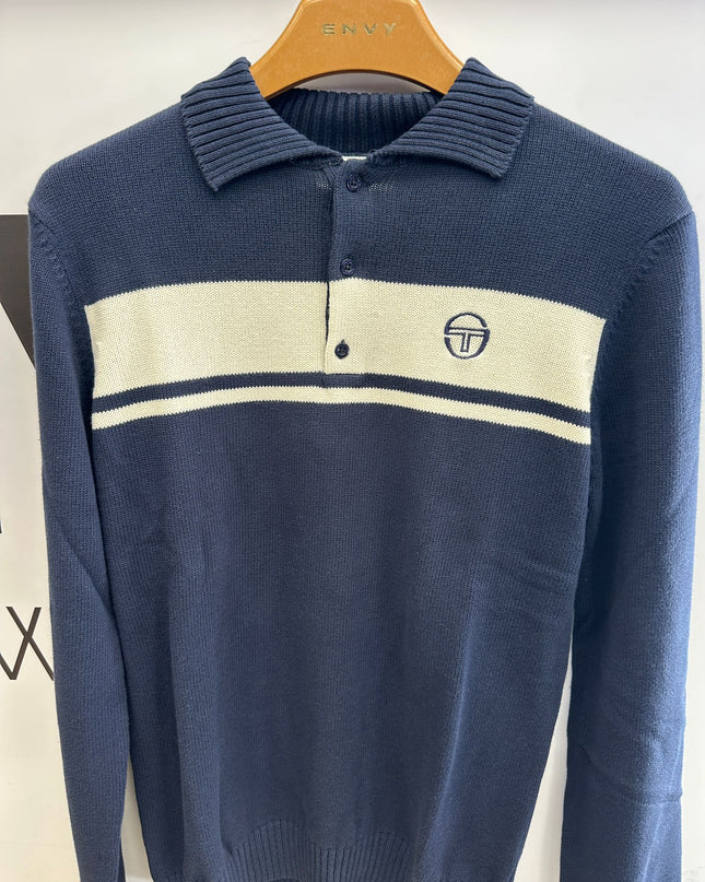 Sergio Tacchini Damarindo L/S Knit Polo Maritime Blue/Gardenia