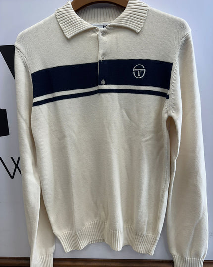 Sergio Tacchini Damarindo L/S Knit Polo Gardenia/Maritime Blue