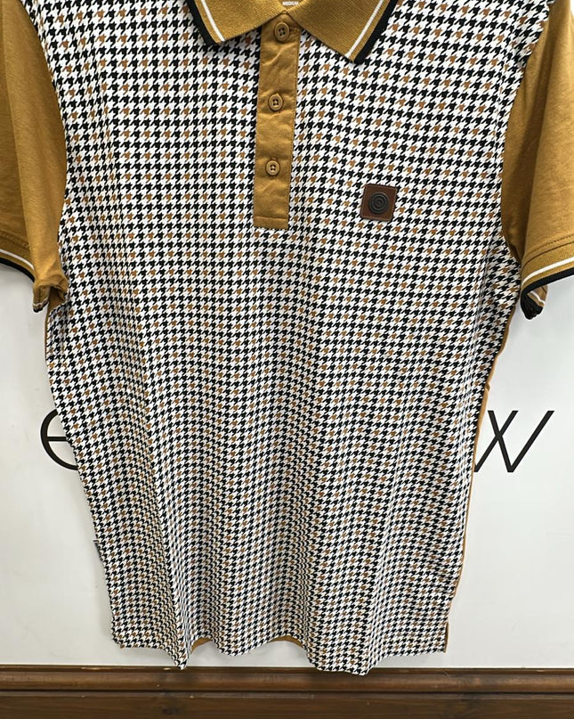 Lambretta Houndstooth Polo Mustard 