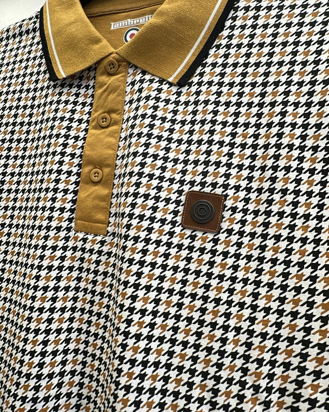 Lambretta Houndstooth Polo Mustard 