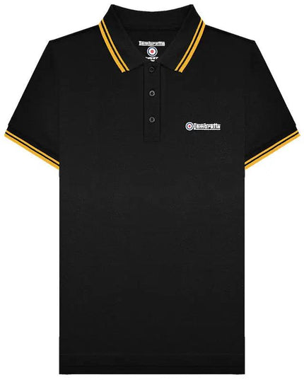 Lambretta Twin Tipped Polo Top Black & Gold - 056 Raw Menswear