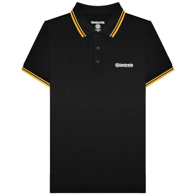 Lambretta Twin Tipped Polo Top Black & Gold - 056 Raw Menswear