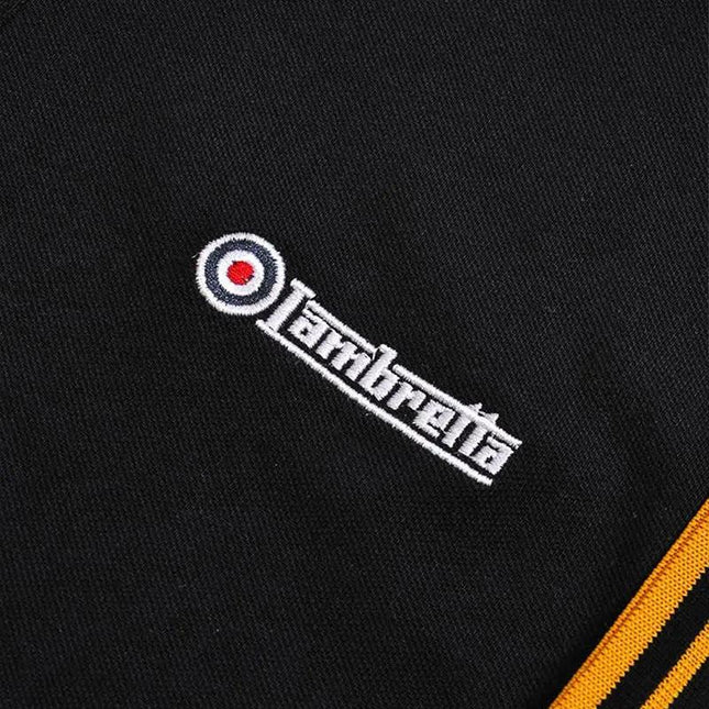 Lambretta Twin Tipped Polo Top Black & Gold - 056 Raw Menswear