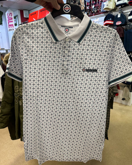 Lambretta GEO AOP Polo White Navy/Smoke Blue