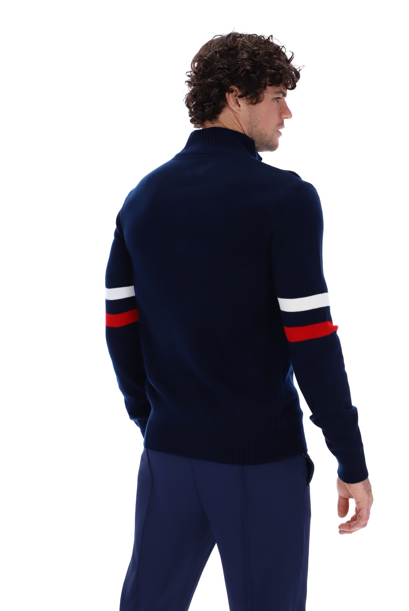 Fila Harrison 1/4 Zip Contrast Knitwear Navy/White/Red - Raw Menswear