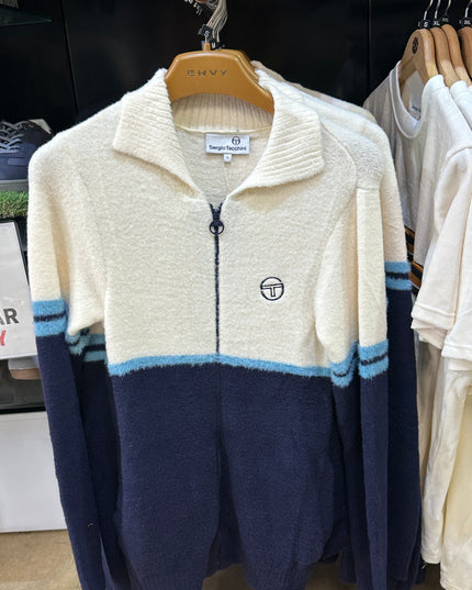 Sergio Tacchini Orion Brushed Knit Track Top Gardenia/Milky Blue - 595 Raw Menswear